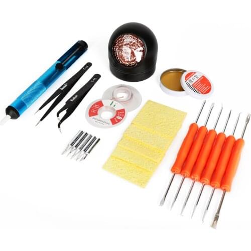 Desoldering Tool Kit Soldering Iron Tip Cleaning and Solder Paste Repair Solder Aid Tool Kit Box Maintenance Welding Tools