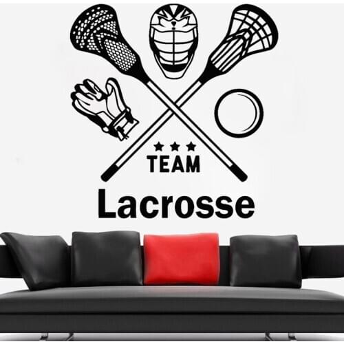 Lacrosse Wall Sticker Ball Stick Sport Vinyl Decal Hockey Player Home Decoration Hockey Equipment Stickers Gloves Helmet