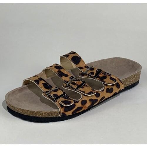 2020 New Women Slippers Summer Beach Lady Cork Sandals Bling Sequins For Family Shoes Leopard Barefoot Flats Women Slipper