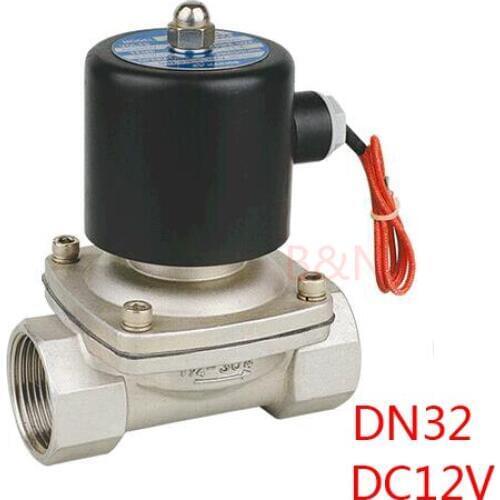 New 2W350-35B 1-1/4'' DC 12V stainless steel 304 Electric solenoid valve,DN32 ss304 magnetic valve for air water oil 1.2 1 1/4 i