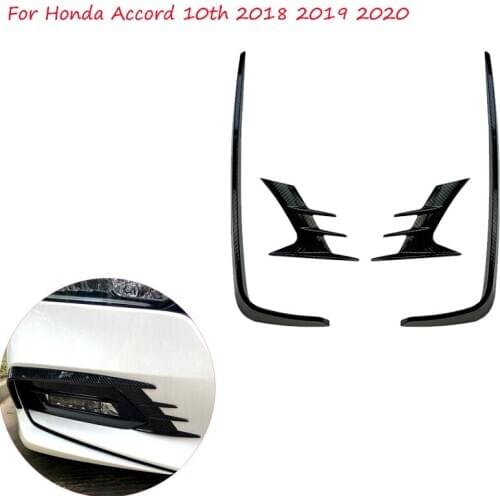 For Honda Accord 10th Car Front Bumper Spoiler Spoilers Fog Lights Carbon Fiber Decorative Cover 2018 2019 2020 Accessories