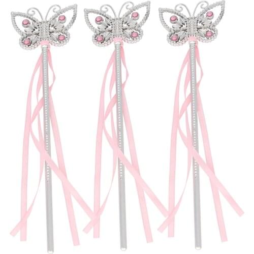 Pink Blue Butterfly Magic Angel Fairy Wands Ribbon Sticks Costume Props Birthday Party Favor Wedding Supplies