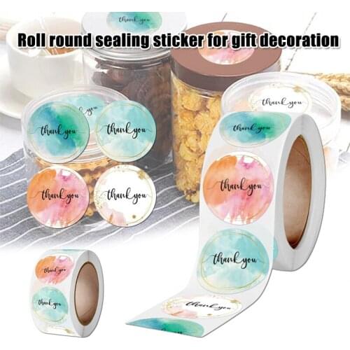 Sticker Roll Round Sealing Sticker Thank You Crafts Gift Decoration Sticker Glassine Paper Copper Plate Sticker Sealing QJY99