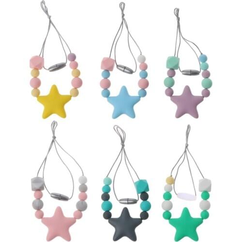 1PC Silicone Teething Necklace With Chew Beads BPA Free Mommy Nursing For Baby Teethers Necklace Infant Toy