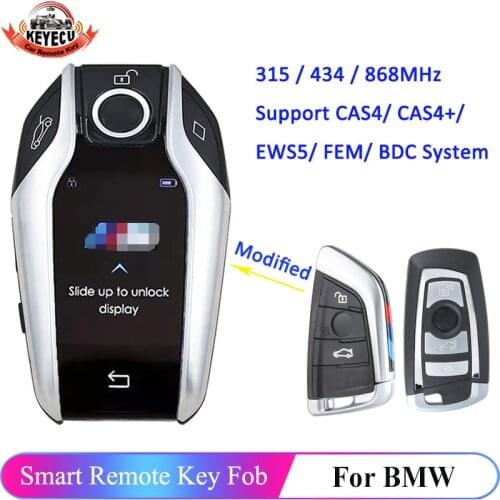 KEYECU Modified Boutique Smart LCD Key 315MHz/433MHz/868MHz for BMW 3 5 7 F Series FEM/BDC/CAS4/CAS4+ HUF5662 HUF5767 5WK49861