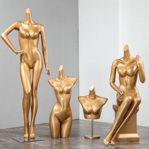Best Quality Fashionable Fiberglass Golden Female Mannequin Full Body Mannequin Factory Direct Sell New Style Moldel