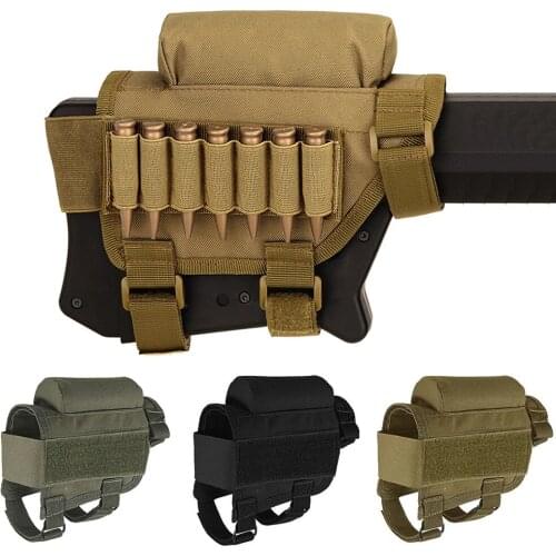 Tactical Buttstock Cheek Rest with Ammo Carrier Case Holder for .308 .300 Winmag Round Cartridge Bag Shell Buttstock Ammo