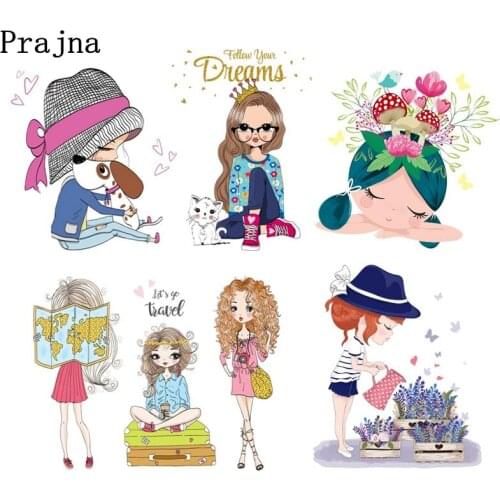 Prajnan Sexy Girl Iron-on Transfers Cartoon Applique Iron-on Transfers For Clothing DIY Heat Thermal Transfer Vinyl Patches