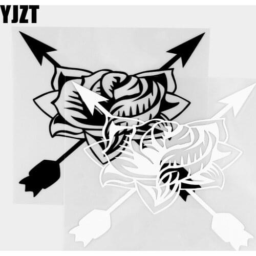 YJZT 15×14.9CM Rose And Arrow Art Car Sticker Classic Creative Vinyl Decal Decorative Pattern Black / Silver 20C-0402