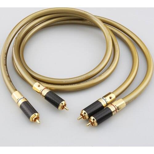 1pair Helexink Golden 5-C RCA interconnect Cable with carbon fiber RCA plug connector