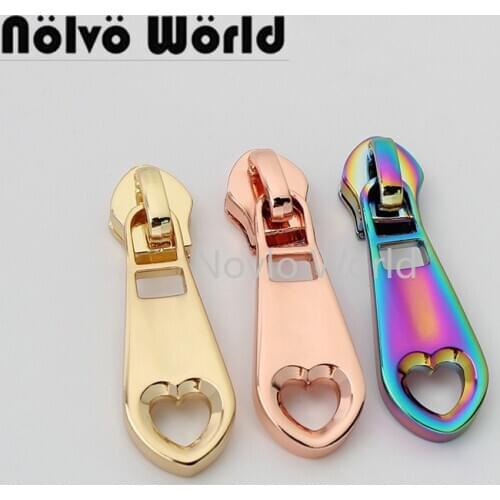 10-50pcs 5 colors 47*14mm rainbow color nylon head teeth zipper puller for chain bag clothing fashion and popular zipper pulls