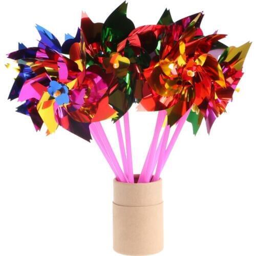 10Pcs Plastic Windmill Pinwheel Wind Spinner Kids Toy Garden Lawn Party Decor