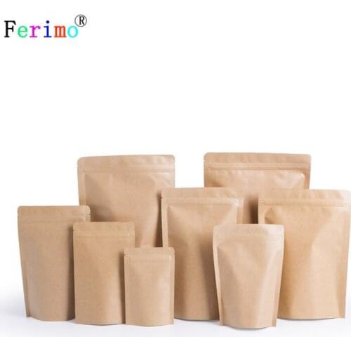 100pcs High - grade kraft paper self-supporting self-sealing bag 15 * 21 cm inner aluminum sealing bag tea bag food bag