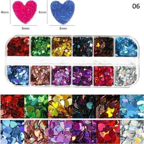 12 Grids/Box Nail Glitter Sequins Round Five-pointed Love Maple Leaf Color Ultra-thin Nail Sequins Nail Art DIY Accessories