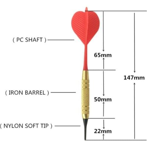 12pcs/set Soft Nylon Tip Darts PC Shaft for Electronic Plastic Dartboard Home Bar Random Color