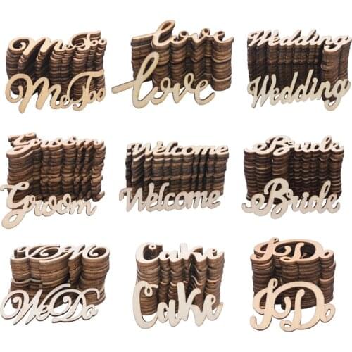 15Pcs Wooden Letter Love Wedding Just Married Mr Mrs Wood Slices Happy Birthday Party Table Decoration DIY Scrapbooking Crafts