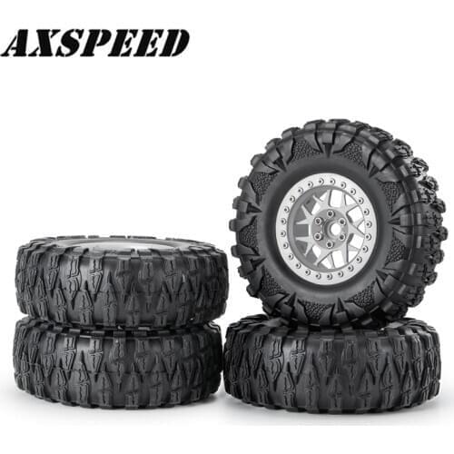 2.2inch RC Beadlock Wheel Rims and Rubber Wheel Tires Skin Kit for 1:10 RC Crawler Axial SCX10 Wraith 90018 Wheels Parts