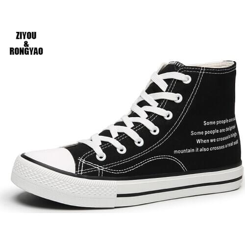 2019 high-top fashion mens shoes wild casual flat shoes Couples canvas shoes size35-44 mens boots Sneakers For Winter