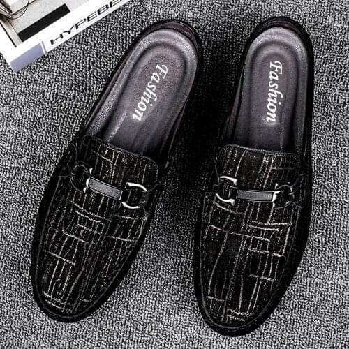 2021 New Fashion Mens Flat Walking Shoes Men Outdoor Home Office Slippers Male Footwear Loafers Half Drag Beanie Shoes