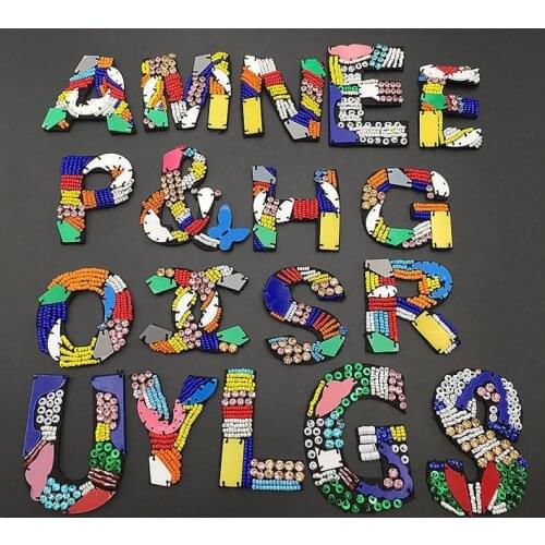 3D English Letters Rhinestone Alphabet ABC Sew On Patches Rainbow Shining Badges For Name DIY Dress Jeans Appliques Decoration