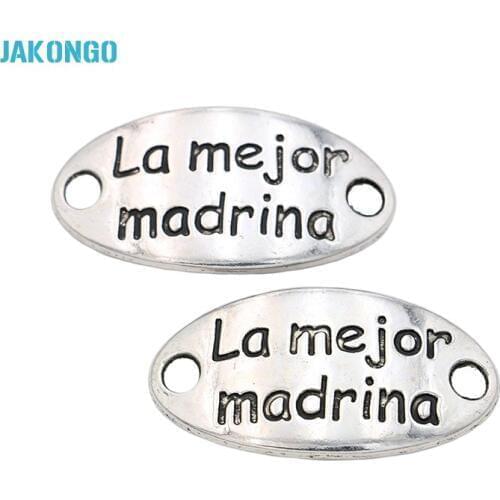 5pcs Antique Silver Plated la mejor madrina Connectors Pendant Jewelry Making Findings Accessories DIY Handmade Craft 38x19mm