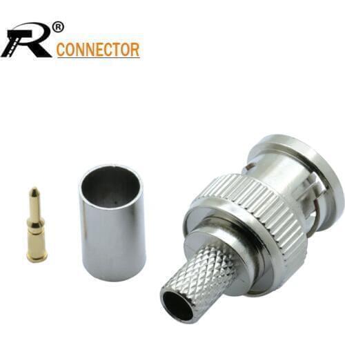 50pcs BNC MALE CRIMP TYPE CONNECTOR FOR CCTV SYSTEM BNC FEMALE JACK COUPLER CONNECTOR RG58/RG59/RG6