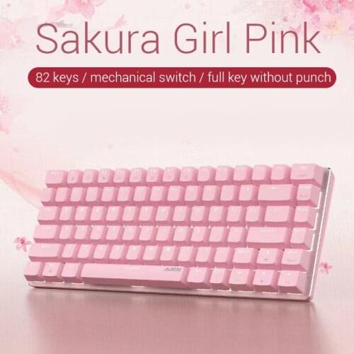 AK33 Pink 82 Keys Gaming Mechanical Keyboard Double Color Injection Keycaps Adjustable LED Lighting Type-C Metal Panel Blue/Red