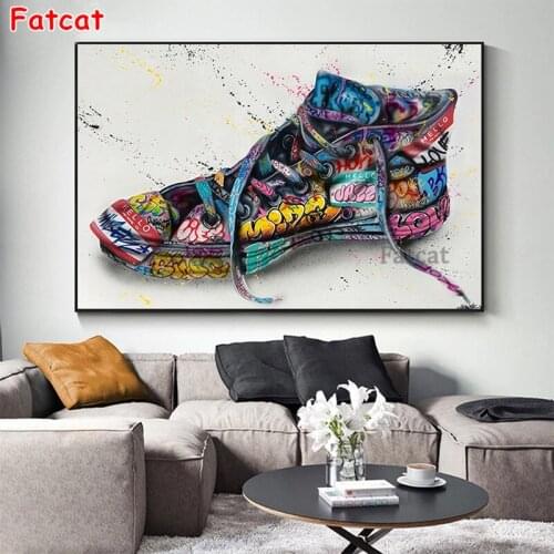 Diamond Painting Modern graffiti art, fashionable shoes 5d Cross Stitch Diamond Embroidery Mosaic Gift Decor Needlework PP2139