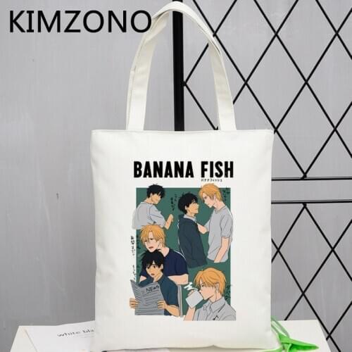 Banana Fish shopping bag canvas reusable shopper bolso shopper bolsas de tela bag tote reusable string cloth sac toile