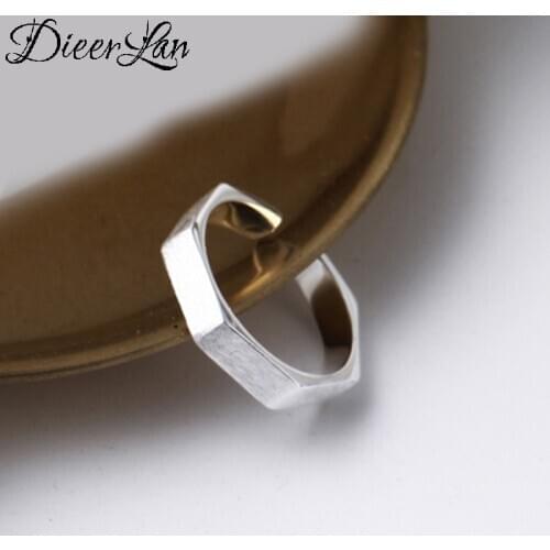 Bohemian Ethnic 925 Sterling Silver Hexagon Rings for Women Bridal Wedding Vintage Open Finger Rings Christmas Gifts
