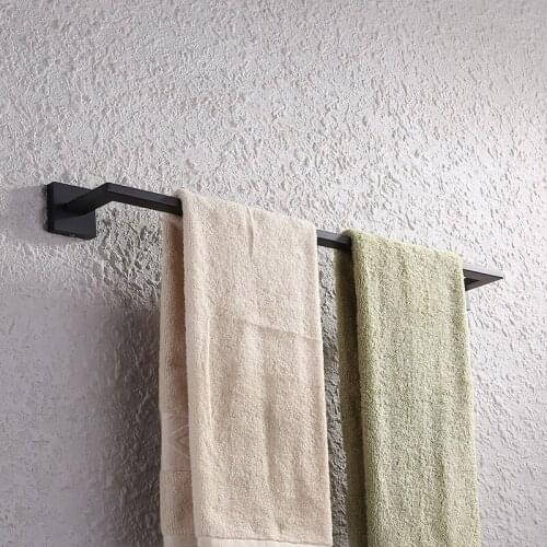 Black towel rail hanger bathroom hardware accessories 304 stainless steel towel rack 60cm bath towel holder toilet shelf