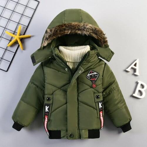 Winter Kids Hooded Down Coat Jackets for Boys 12Months-3Years Boy Mid-long Keep Warm Cotton Children Outerwear Casual Clothes