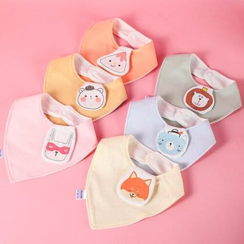 Soft Baby Bibs Cartoon Fox Cat Print Baby Boy Girl Triangle Bibs Burp Cloths Kids Children Saliva Bib Baby Feeding Stuff