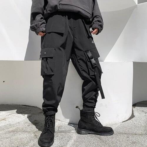 Ribbons Harem Joggers Men Cargo Pants Streetwear 2021 Hip Hop Casual Pockets Track Pants Male Harajuku Fashion Trousers