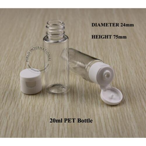 100 x 20ml Excellent Clear Plastic Bottle PET Lotion Bottle Cosmetic Packaging Containers Makeup Tools White Lid