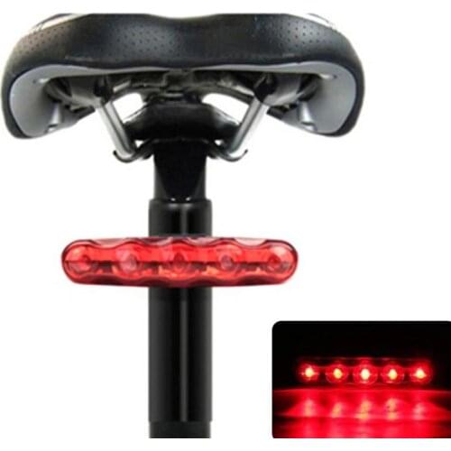 Mountain Bike Tail Warning Light Rear Safety Bicycle Accessories MTB Lights Outdoor Cycling 5 LED USB Rechargeable Lamp