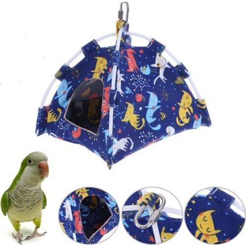 Bird Toys Small Birds Hut Hanging Hammock Toy, Parrot Canvas Tent Nest House Bed, for Parakeet