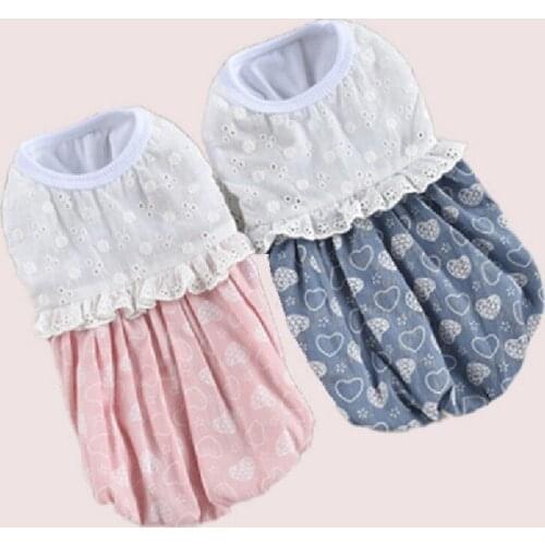 Cute Heart Dog Dress Lace Skirt Cat Puppy Clothes Yorkshire Pomeranian Poodle Bichon Schnauzer Pug French Bulldog Clothing 2021