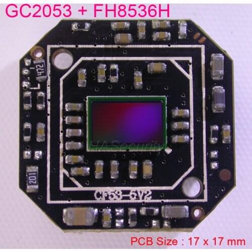 Mini 17x17mm AHD-H (1080P) or CVBS (D1) 1/2.7" GalaxyCore GC2053 CMOS + FH8536 CCTV camera PCB board module (optional cable)