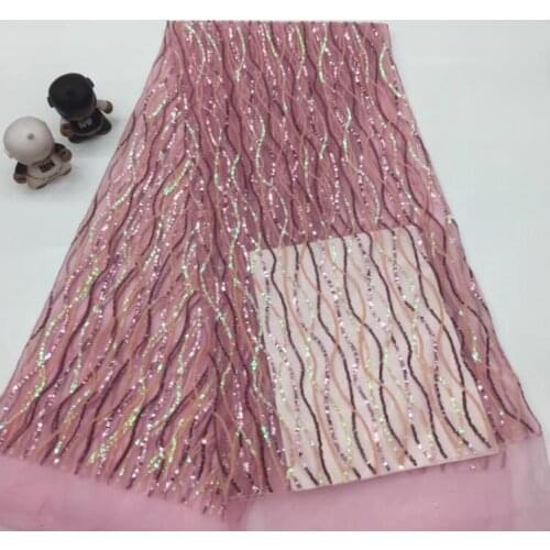 Fashionable tulle embroidery french net lace fabric J-12414 with sequins embroidered tulle