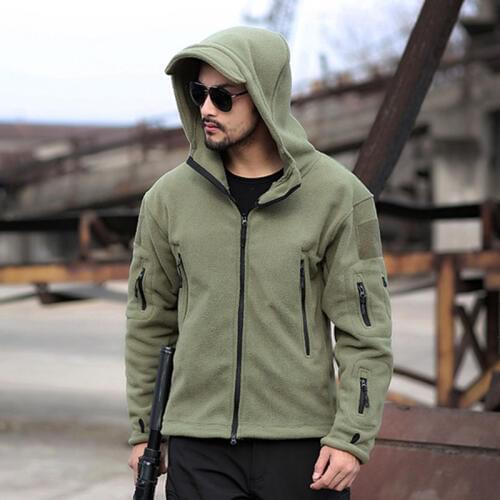 Men Outdoor Winter Thicken Warm Fleece Coat Military Tactical Windproof Thermal Jackets Climbing Hunting Riding Training Jacket
