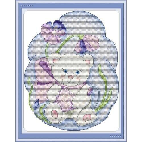 Everlasting Love Baby Bear 3 Chinese Cross Stitch Kits Ecological Cotton Stamped Printed 11CT 14CT DIY Gift Christmas Decoration