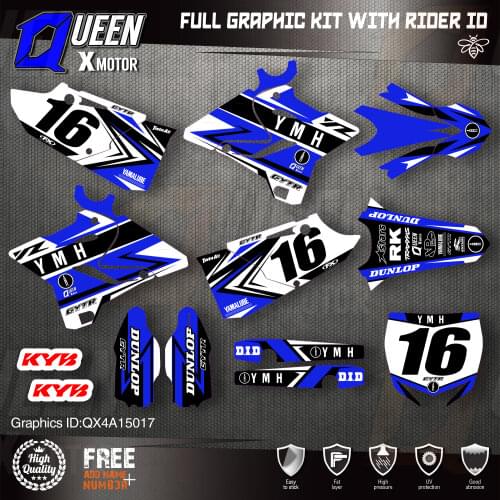 QUEEN X MOTOR Custom Team Graphics Backgrounds Decals 3M Stickers Kit For YAMAHA 2015 2016 2017 2018 2019 YZ125-250 017