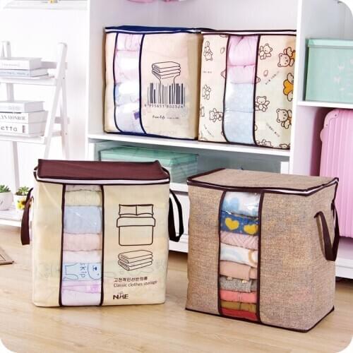 New Non-woven Portable Clothes Storage Bag Organizer 45.5*51*29cm Folding Closet Organizer For Pillow Quilt Blanket Bedding