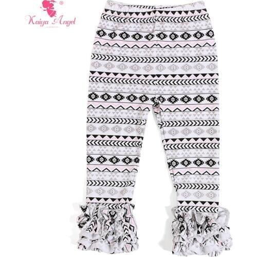 Kaiya New Girls Clothes Ruffle Pants Spring Leggings Wholesale Baby Boutique Clothing Girls Icing Pants Ruffle Pants Leggings
