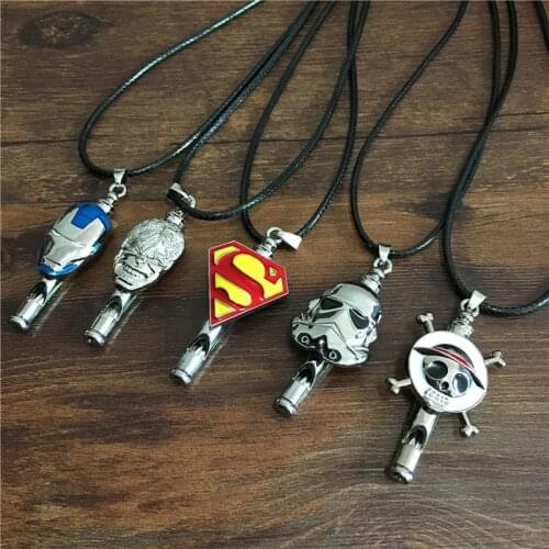 New Arrival Movie superhero Pendant One Piece Necklace High Quality Fashion Whistle Necklace Wholesale 12pcs/lot