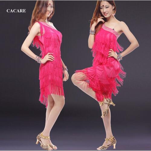 CACARE Latin Dance Dress Women Latin Dance Competition Dresses Fringed Dress D0492 Rhinestones Full Tassels