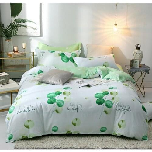 Leaves Bedding Set White Spot Duvet Cover Set Pillowcase Home Textiles 2/3pcs Bed Linen King Queen Size Dropship
