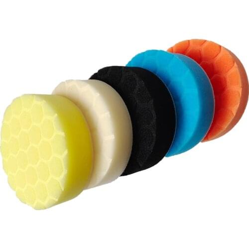 5pcs/set 3/4/5Inch Car Polishing Sponge Pads Kit Foam Pad Buffer Kit Polishing Machine Wax Pads for Removes Scratches