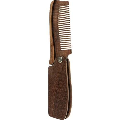 Sandalwood Folding Moustache Beard Hair Comb Anti-Static for Men